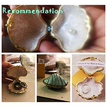 H&D HYALINE & DORA Metal Glass Trinket Box Ring Holder Small Seashell Figurine Collectible Table Centerpiece (pearl mussel)