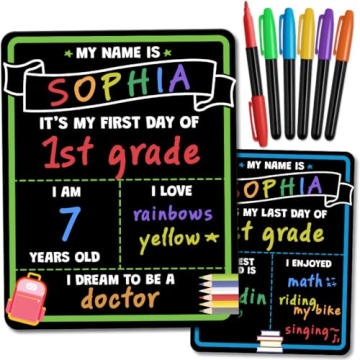 Double-Sided First & Last Day School Sign with 6 Liquid Chalk Markers