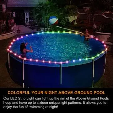 Ehaijia Remote Control LED Pool Lights for Above Ground Pools, 16Ft Submersible LED Rim Lights, C Battery Box, 16 Color Changing at Night, Waterproof