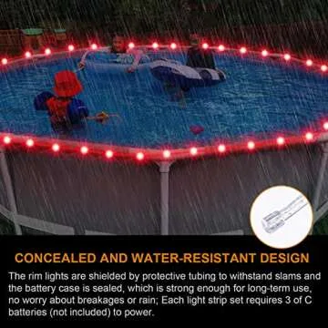 Ehaijia Remote Control LED Pool Lights for Above Ground Pools, 16Ft Submersible LED Rim Lights, C Battery Box, 16 Color Changing at Night, Waterproof
