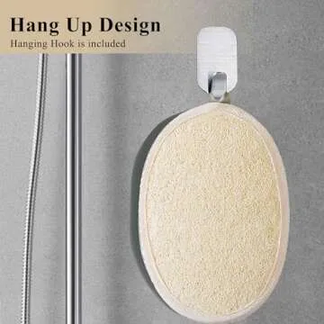 [Pack of 6] Loofah Sponge Pads Natural Organic Bath Luffa Sponges Pads Natural Bath Shower Loofah Body Scrubber Sponges for Exfoliating Your Skin, with Adhesive Hook