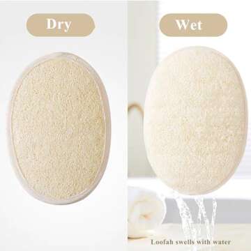[Pack of 6] Loofah Sponge Pads Natural Organic Bath Luffa Sponges Pads Natural Bath Shower Loofah Body Scrubber Sponges for Exfoliating Your Skin, with Adhesive Hook