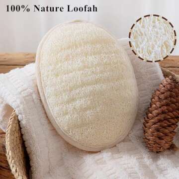 [Pack of 6] Loofah Sponge Pads Natural Organic Bath Luffa Sponges Pads Natural Bath Shower Loofah Body Scrubber Sponges for Exfoliating Your Skin, with Adhesive Hook