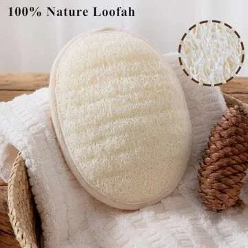 [Pack of 6] Loofah Sponge Pads Natural Organic Bath Luffa Sponges Pads Natural Bath Shower Loofah Body Scrubber Sponges for Exfoliating Your Skin, with Adhesive Hook