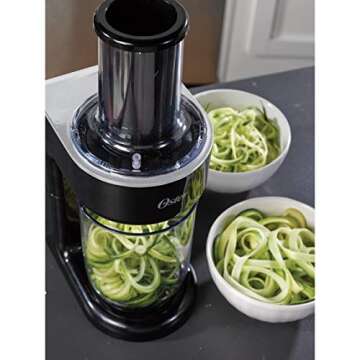 Oster Easy-to-Use Electric Spiralizer with 2 Spiralizer Blades (sized for spaghetti and fettuccine noodles), Black
