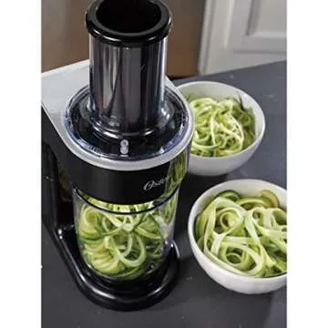 Oster Easy-to-Use Electric Spiralizer with 2 Spiralizer Blades (sized for spaghetti and fettuccine noodles), Black