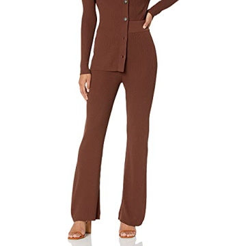 The Drop Women's Ellison Rib Flare Leg Sweater Pant Chocolate S