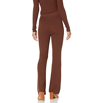 The Drop Women's Ellison Rib Flare Leg Sweater Pant Chocolate S