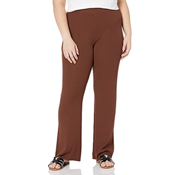 The Drop Women's Ellison Rib Flare Leg Sweater Pant Chocolate S