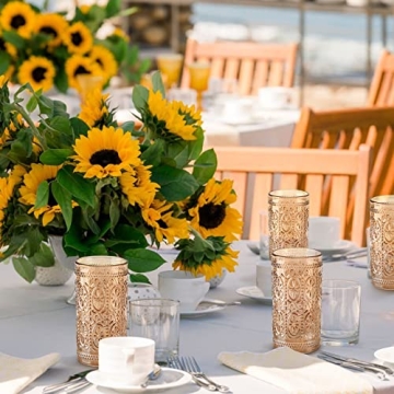 abrwyy Vintage Amber Drinking Glassware Set - 4 Highball Cups