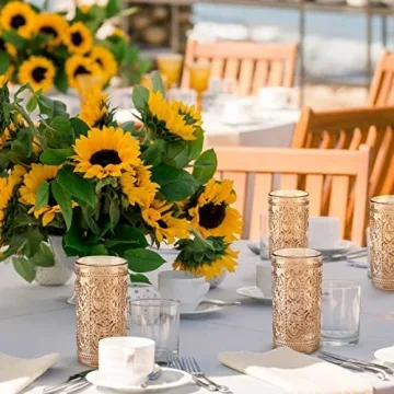 abrwyy Vintage Amber Drinking Glassware Set - 4 Highball Cups