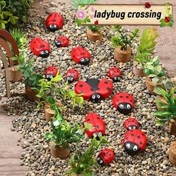 Gerrii Ladybug Garden Stones 18 Pcs Outdoor Decor