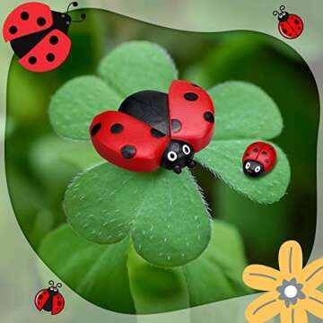 Gerrii Ladybug Garden Stones 18 Pcs Outdoor Decor