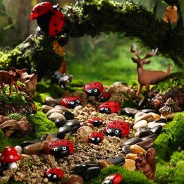 Gerrii Ladybug Garden Stones 18 Pcs Outdoor Decor