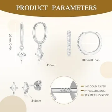 3 Pairs Sterling Silver Hoop Earrings - Elegant & Hypoallergenic