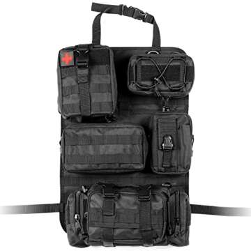 OHMU Tactical Seat Back Organizer Storage Hanger Bag with 5 Detachable Molle Pouch Vehicle Molle Panel Organizer Storage Bag Universal fits for All Vehicel