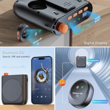 Portable Repmidfer Voice Amplifier with Wireless Mics