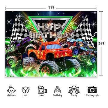 Newsely Truck Backdrop for Birthday and Photography Decor