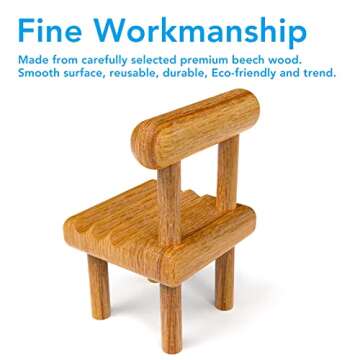 belinkon Cute Mini Chair Phone Holder, Fully Assembled Wooden Desktop Stand, Compatible with Smartphone, Kindle, Pad, Switch, Tablet, E-Readers, All Phones - 1 Pack