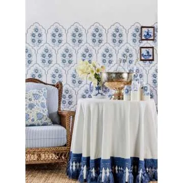 Floral Bazaar Delft Blue Wallpaper for Easy Home Decor