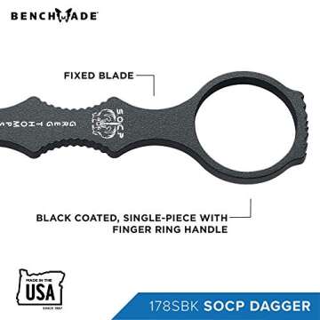 Benchmade - 178 SOCP Fixed Spear-Point Blade, Serrated Edge and Black Sheath, Made in the USA