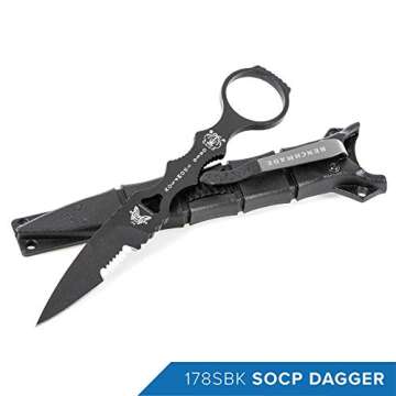 Benchmade - 178 SOCP Fixed Spear-Point Blade, Serrated Edge and Black Sheath, Made in the USA
