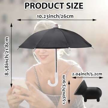 Kingovalley 2 Sets Phone Umbrella, Black and Blue Phone Umbrella with Suction Cup for Phone, Univers...