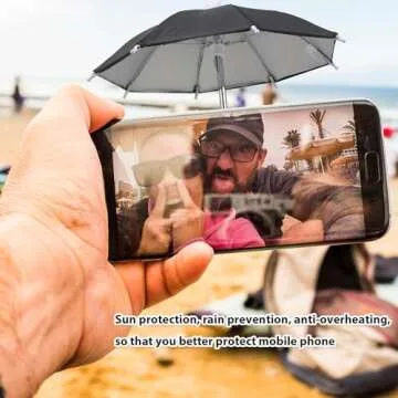 Kingovalley 2 Sets Phone Umbrella, Black and Blue Phone Umbrella with Suction Cup for Phone, Universal Adjustable Sun Shade Cover for Phone