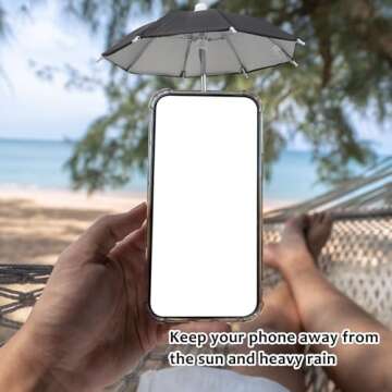 Kingovalley 2 Sets Phone Umbrella, Black and Blue Phone Umbrella with Suction Cup for Phone, Universal Adjustable Sun Shade Cover for Phone