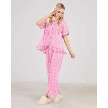 Stylish codcm Gingham Pajama Set Comfortable Lounge Wear
