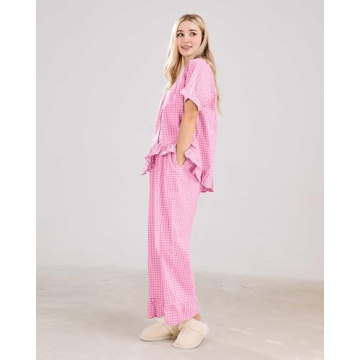 Stylish codcm Gingham Pajama Set Comfortable Lounge Wear
