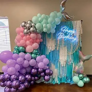 Mermaid Balloon Garland Kit164Pcs Mermaid Tail Balloons Arch Party Decorations with Metallic Purple Pink and Blue Balloons for Girls Little Mermaid Ariel Birthday Under The Sea Party Decor Baby