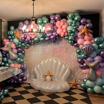 Mermaid Balloon Garland Kit164Pcs Mermaid Tail Balloons Arch Party Decorations with Metallic Purple Pink and Blue Balloons for Girls Little Mermaid Ariel Birthday Under The Sea Party Decor Baby