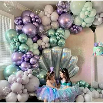 Mermaid Balloon Garland Kit164Pcs Mermaid Tail Balloons Arch Party Decorations with Metallic Purple Pink and Blue Balloons for Girls Little Mermaid Ariel Birthday Under The Sea Party Decor Baby