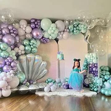 Mermaid Balloon Garland Kit164Pcs Mermaid Tail Balloons Arch Party Decorations with Metallic Purple Pink and Blue Balloons for Girls Little Mermaid Ariel Birthday Under The Sea Party Decor Baby