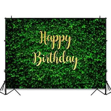 Avezano Green Leaves Birthday Backdrop for Celebration