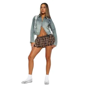 Goafuliy Bubble Skirt for Women, Y2k Plaid Skort Casual Elastic Low Waist Flowy A Line Pleated Mini Skirts Navy M
