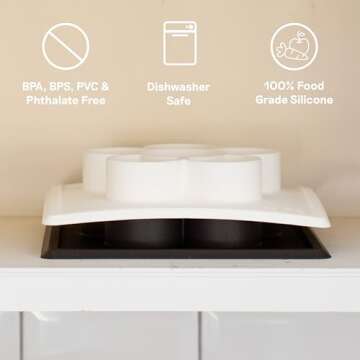 ezpz Mini Play Mat for Baby + Toddler - 6 months+ (Slate) - Suction Plate with Flower Compartments for Crafts, Painting, Sorting, Snack Time - Promotes Pincer Grip