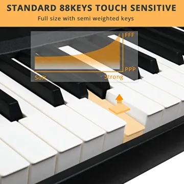 GLARRY 88 Key Digital Piano with Bluetooth and MIDI Functionality