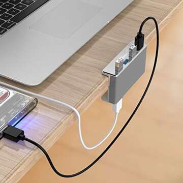 USB Hub 3.0 - Rekidm 4 Port Aluminum Desk USB Hub 3.0 Clamp Design for Desktop, Computer, PC, Table ...