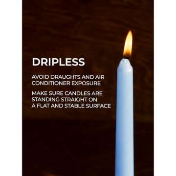 CANDWAX 8 inch Taper Candles - Dripless Light Blue Set