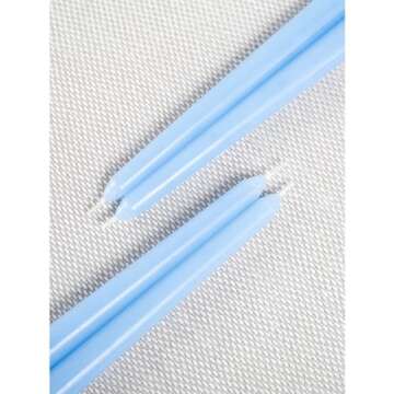 CANDWAX 8 inch Taper Candles - Dripless Light Blue Set