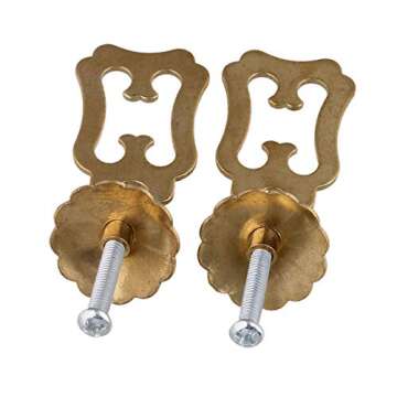 RDEXP 2PCS 5cm/1.97inch Pull Length Gold Vintage Style Brass Pull Handle with Screws for Retro Cabin...