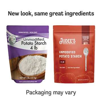 Judee’s Unmodified Potato Starch 4 lb - Just One Ingredient - Great for Breading, Thickening, Cooking, and Baking - 100% Non-GMO, Gluten-Free, and Nut-Free - Resistant to High Temperatures