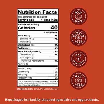 Judee’s Unmodified Potato Starch 4 lb - Just One Ingredient - Great for Breading, Thickening, Cooking, and Baking - 100% Non-GMO, Gluten-Free, and Nut-Free - Resistant to High Temperatures