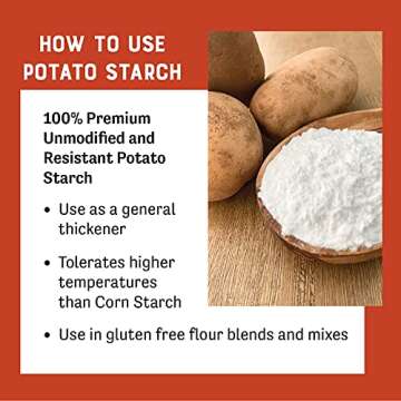 Judee’s Unmodified Potato Starch 4 lb - Just One Ingredient - Great for Breading, Thickening, Cooking, and Baking - 100% Non-GMO, Gluten-Free, and Nut-Free - Resistant to High Temperatures