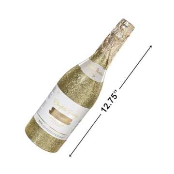 Gold Champagne Bottle Party Poppers Confetti Shooter - 12.75" - 1 Biodegradable Confetti Canon, Non-...