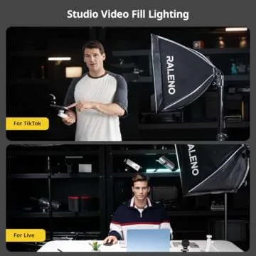 RALENO Softbox Photography Lighting Kit, 16'' x 16'' Softbox Lighting for TikTok with LED Bulb (50W | 5500K | 97 CRI | TLCI≥97), Continuous Lighting for Video Recording & Photography Shooting