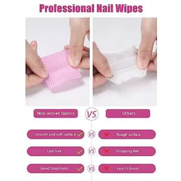 TEOYALL Lint Free Nail Wipes, 800 PCS Non-Woven Fabric Nail Cleaning Pads Pink Lash Extensions Glue Cleaning Wipes Nail Salon Supplies (800 PCS)