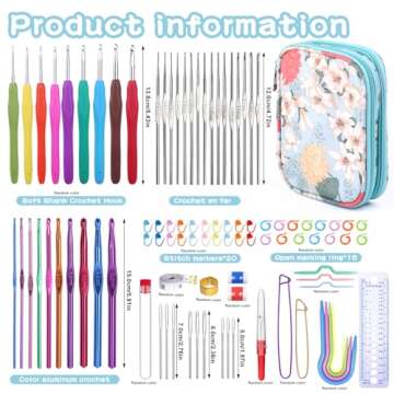 Mayboos 96 Pack Crochet Hooks Set, Ergonomic Knitting Needle Weave Yarn Kits with Storage Case and C...